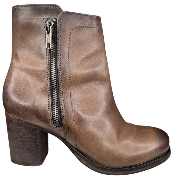 Frye Women’s Addie Double Zip Brown Leather Ankle Boot Size US 8